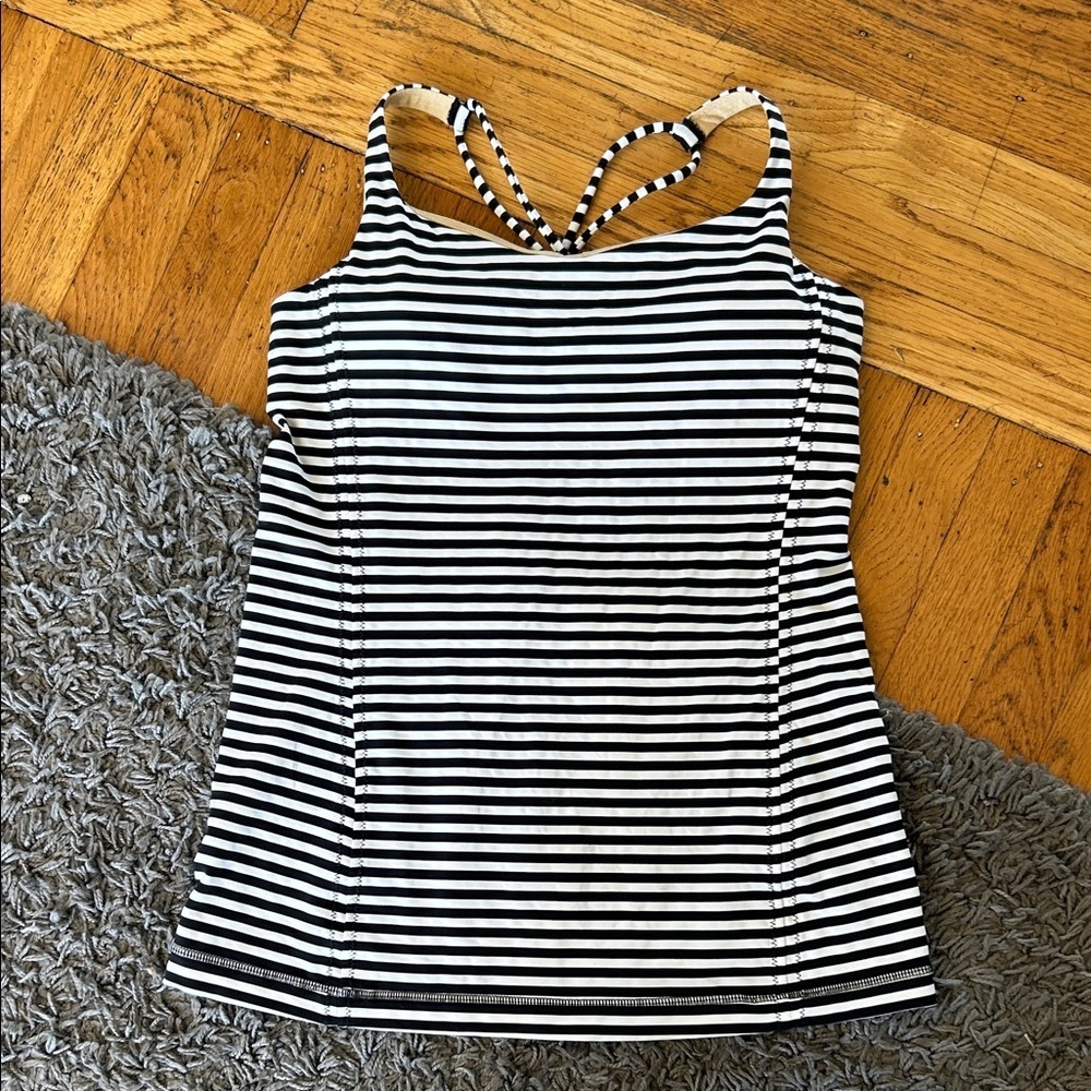 Lululemon Cool Racerback Classic Stripe Black White / Black Size 8